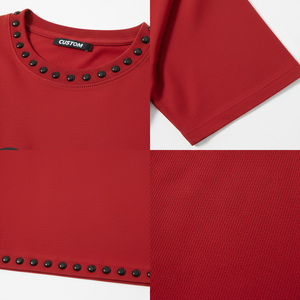 T-shirt surdimensionné vintage rouge avec strass pour homme, taille personnalisée, streetwear, imprimé sérigraphié 100 % coton, écologique, séchage rapide - Product Image 6