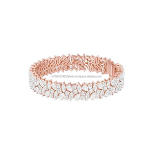 Bracelet de mariage luxueux et large avec diamant de laboratoire, bijoux de mariée en cristal tendance, bracelet en or 10K/14K/18K - Product Image 4
