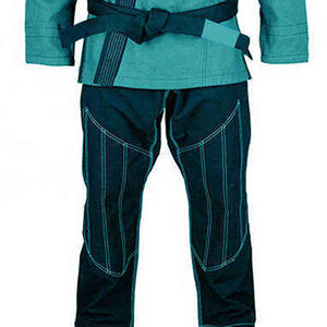 Kimono de BJJ color verde azulado, unisex para adultos, uniforme de judo y karate de algodón con cinturón, ropa de entrenamiento duradera, corte regular, teñido liso. - Product Image 6