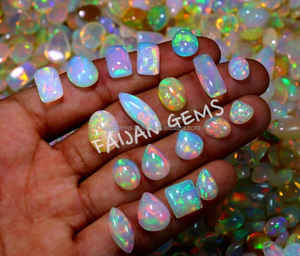 Haute qualité naturel éthiopien Welo opale à facettes coupe carrée Cabochon multicolore coupe pierre précieuse en vrac pour la fabrication de bijoux - Product Image 1