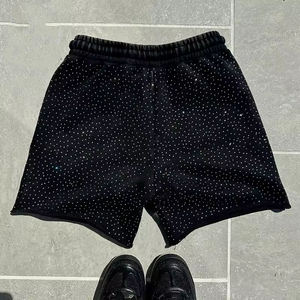 Pantalones Cortos de Forro Polar con Llama de Diamantes de Imitación para Hombre, Estilo Urbano Personalizado, de Algodón con Cordón, Casuales, OEM ODM - Product Image 4