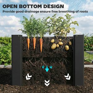 Black 2.6 X 1 X 2 ft Raised Garden Bed Galvanized <b>Planter</b> Box with Gloves for Outdoor Gardening for <b>Vegetables</b> Flowers Herbs - Product Image 5