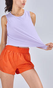 Custom Logo Graphic Design Women's Tank <b>Top</b> Short Woven Fabric Crop Gym Blank <b>Top</b> - Product Image 3