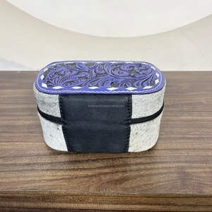 Wholesale Handmade Cowhide Leather Jewelry <b>Box</b> <b>Tooled</b> Floral Pattern Case Zipper Travel Organizer Western Style <b>Storage</b> Gift <b>Box</b> - Product Image 5