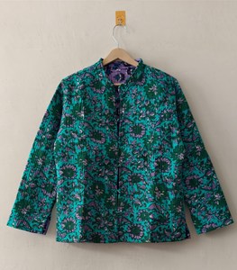 Chaqueta Acolchada Verde para Mujer con Estampado Floral Indio, Bordado y Diseño Ecológico Transpirable, Precio de Fábrica, Gran Venta - Product Image 4