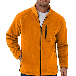 Veste polaire homme vert olive, entièrement zippée, col montant, décontractée, pour l'hiver, respirante, coupe-vent, en polyester, coupe droite - Product Image 4