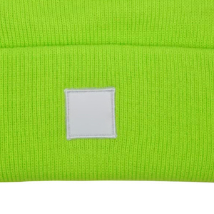 Neon Green Beanie Hat Unisex Adult Knit <b>Winter</b> <b>Cap</b> Solid Color Casual Style 56-58CM Head Circumference - Product Image 4