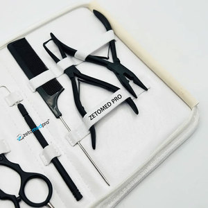 Kit de Herramientas para Extensiones de Cabello con Alicates Negros Mate para Micro Anclajes y Removedor, Tijeras para Cortar Cabello, Herramientas para Separar el Cabello y Agujas de Bucle - Product Image 4