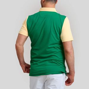<b>Men's</b> Green And Color Blocked Short Sleeve Polo Shirt Knitted Casual Solid Regular Fit - Product Image 3