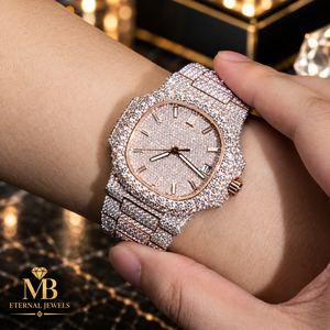 Reloj de Lujo MB ETERNAL JEWELS, Oro Rosa con Diamantes, Cuarzo Analógico, Caja Cuadrada de 40 mm para Hombre, Cristal de Zafiro - Product Image 3