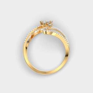 Diamond Flower <b>Ring</b>, <b>Open</b> Wrap Diamond <b>Ring</b>, Floral Cluster <b>Ring</b>, Pave Diamond <b>Ring</b>, Yellow Gold Statement <b>Ring</b>, Gift for Her - Product Image 2