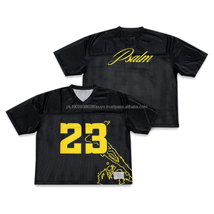 Usine personnalisable T-shirt en maille Boxy vintage surdimensionné pour hommes rétro américain Streetwear maillot de sport pour le football - Product Image 4