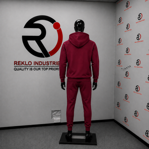 Conjunto Deportivo para Hombre, Color Granate, con Capucha, Cierre Completo, Sudadera y Pantalones de Color Sólido, Informal, de Poliéster y Algodón, Transpirable, para Otoño, en Oferta - Product Image 4