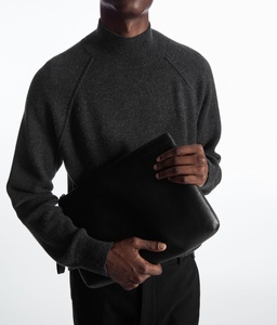 Men's <b>Turtleneck</b> Wool <b>Sweater</b> Solid Color Raglan Sleeve Knitted Regular Fit Anti-Pilling Autumn Wear Minimalist Style - Product Image 1