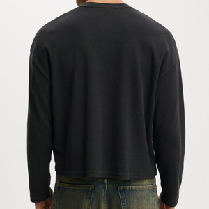 <b>Men's</b> Olive Green <b>Henley</b> <b>Long</b> <b>Sleeve</b> Knitted T-Shirt Regular Fit Button Up Collar Casual Autumn Wear - Product Image 6