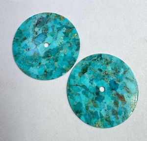 Composite turquoise Watch Dial : 31.50 mm Round One Sided Polished Watch <b>Face</b> - Product Image 4