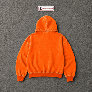 เสื้อฮู้ดซิปสีส้มสไตล์วินเทจทรงโอเวอร์ไซส์ สตรีทแวร์ แจ็คเก็ตมีฮู้ด ล้างสีแบบแอซิดวอช ซิปเต็มตัว ทรงหลวม สวมใส่สบาย ยูนิเซ็กส์ สำหรับฤดูใบไม้ร่วง - Product Image 6