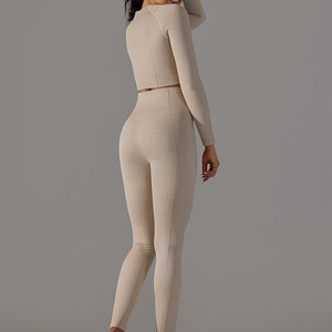 Ensemble 2 pièces pour femme 2026 : Legging taille haute et crop top à manches longues, coupe ajustée, séchage rapide, pour course, fitness, entraînement et yoga en extérieur - Product Image 6