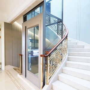 Ascensore Idraulico per Villa con Vetro Panoramico e Pavimento in PVC, Elevatore Passeggeri Personalizzabile per Uso Residenziale, Ascensore Domestico a Fossa Bassa - Product Image 3