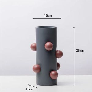 Vase décoratif en métal fait main motif citron, pot de fleurs de table à carreaux Gingham, support pour plantes pour accents de décoration de luxe pour la maison et la cuisine - Product Image 5