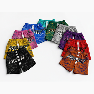 Pantalones Cortos Deportivos de Malla para Entrenamiento, Diseño Personalizado, Totalmente Estampados, Vintage, 100% Algodón, Unisex, Marca Privada OEM - Product Image 1