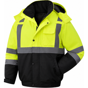 High Visibility Safety <b>Jacket</b> Class 3 Waterproof Reflective Workwear Yellow with <b>Silver</b> Stripes and Black Trim - Product Image 3