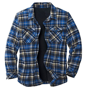 En gros, Shacket en flanelle épaisse à capuche pour homme, à manches longues, à carreaux, boutonné, pour l'hiver, style décontracté - Product Image 3