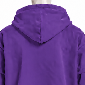 เสื้อฮู้ดดี้สีม่วงสองชั้นทรงโอเวอร์ไซส์ แขนเสื้อแบบเลเยอร์ ทรงหลวมไหล่ตก ผ้าหนานุ่ม สวมใส่สบาย สไตล์สตรีทแวร์ - Product Image 4