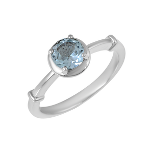 Wholesale Natural Blue Topaz Faceted Round Gemstone Pure <b>925</b> Sterling <b>Silver</b> Prong Setting Solitaire <b>Ring</b> For Women Fine Jewelry - Product Image 6