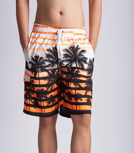 Shorts de Baño para Hombre con Estampado de Palmeras, Rayas, Secado Rápido, Cordón Ajustable, Cintura Media, Corte Corto - Product Image 3