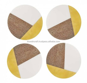 Sous-verres nouvellement arrivés - Style classique, rond, en bois, vaisselle écologique avec support, tapis et coussinets pour la maison et les restaurants - Product Image 3