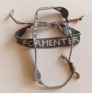 Bracelet à perles géométriques en alliage, style bohème, bijoux unisexes, motif gris et blanc, bracelet réglable - Product Image 5