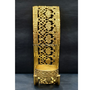 Apliques de luz de té hechos a mano, candelabro colgante de pared, candelabro de té dorado plateado, candelabros de pared para decoración de Ramadán del hogar - Product Image 1