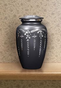 Nuevo Jarrón Metálico Tradicional Negro y Dorado con Filigrana, Urna de Mesa para Cenizas Humanas, Recuerdo Conmemorativo - Product Image 5