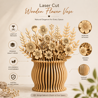 Vas Bunga Kayu Potong Laser |   Centerpiece Kayu Dekoratif Berbunga |   Dekorasi Meja Kayu Alami |   Susunan Bunga Buatan Tangan