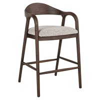 Chaise de bar moderne en bois massif avec accoudoirs fixes, siège en tissu résistant à l'eau, design mid-century, couleur personnalisable, usage commercial et domestique