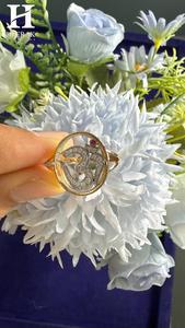 Anillo de Diamantes Cultivados en Laboratorio con Símbolo Om de Lujo, Oro de 14K y 18K con Acento de Rubí, Joyería Fina Espiritual Personalizada para Mujer - Product Image 1