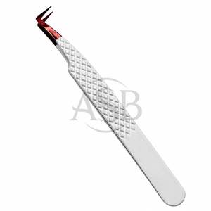 Pince à cils en acier inoxydable, blanche avec pointe or rose, 90 degrés, logo personnalisé, forte adhérence, anti-transpiration - Product Image 1