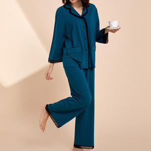 Conjunto de Pijama Casual Vintage de Manga Corta 100% Algodón para Mujer, Ropa de Dormir Ligera de Verano con Pantalones Cortos, Ropa de Estar Suave de Color Sólido - Product Image 6