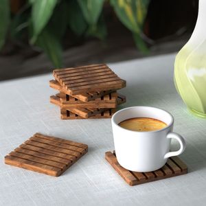 Eco Friendly Wooden Round Coasters Set Heat Resistant Drink Holder for Coffee Tea Mug Glass Non Slip <b>Table</b> <b>Protection</b> Home Hotel - Product Image 1