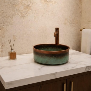 Lavabo de cobre de lujo, pieza artística de cobre, lavabo de cobre de diseño elegante, lavabo de cobre de alta calidad en metal. - Product Image 2