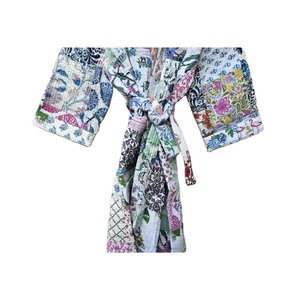 Kimono Estilo Fusion Indio Hecho a Mano, Túnica Vintage de Algodón con Parches, Elegante, Térmica, Informal, para Verano, Única y Cómoda, Larga - Product Image 5