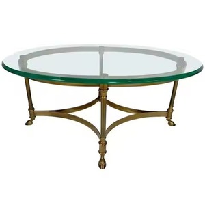 Factory Direct Luxury White Marble Top <b>Curved</b> Brass Loop Base <b>Coffee</b> <b>Table</b> For Executive Suite Office Sitting Area <b>Table</b> - Product Image 5