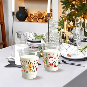 100 bicchieri usa e getta natalizi da 350 ml in plastica trasparente con design natalizio, albero di Natale, Babbo Natale, bicchieri decorativi per feste - Product Image 4