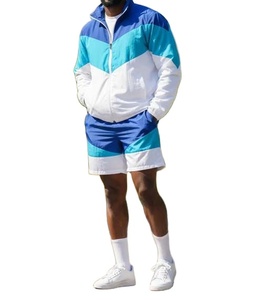 Windbreaker Summer Suit Customized Printed Logo Zip-Up Stand Retro Men's Color Block Nylon Waterproof Breathable - Product Image 1