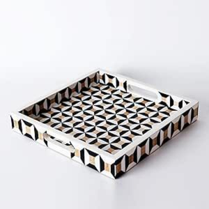 Plateau de service rectangulaire en bois avec perles, poignée personnalisée, élégant, pour cuisine, aliments et boissons - Product Image 3