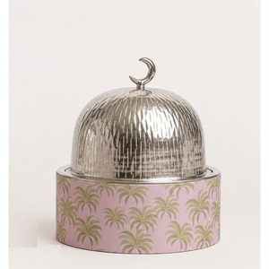 Casserole de luxe en acier inoxydable de style arabe avec motif palmier et poignée en forme de croissant de lune, chauffe-plat isolé - Product Image 5