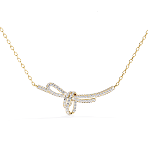 สร้อยคอทอง 14K ดีไซน์โบว์ ประดับเพชรแล็บโกรว์ 0.90 กะรัต รับรองโดย IGI จี้ริบบิ้นทันสมัย สร้อยคอเพชรสังเคราะห์คุณภาพสูง - Product Image 1