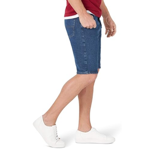 Shorts en jean pour homme coupe droite bleu délavé, en coton doux et extensible, qualité supérieure, vente en gros - Product Image 3