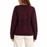 Cardigan d'hiver pour femme style européen, 100 % laine, col rond, respirant, anti-boulochage, design personnalisable sur le devant